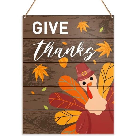 Thanksgiving Wall Art Decor, Thankful Decorations Fall Hanging Sign for Home - Picture 1 of 6